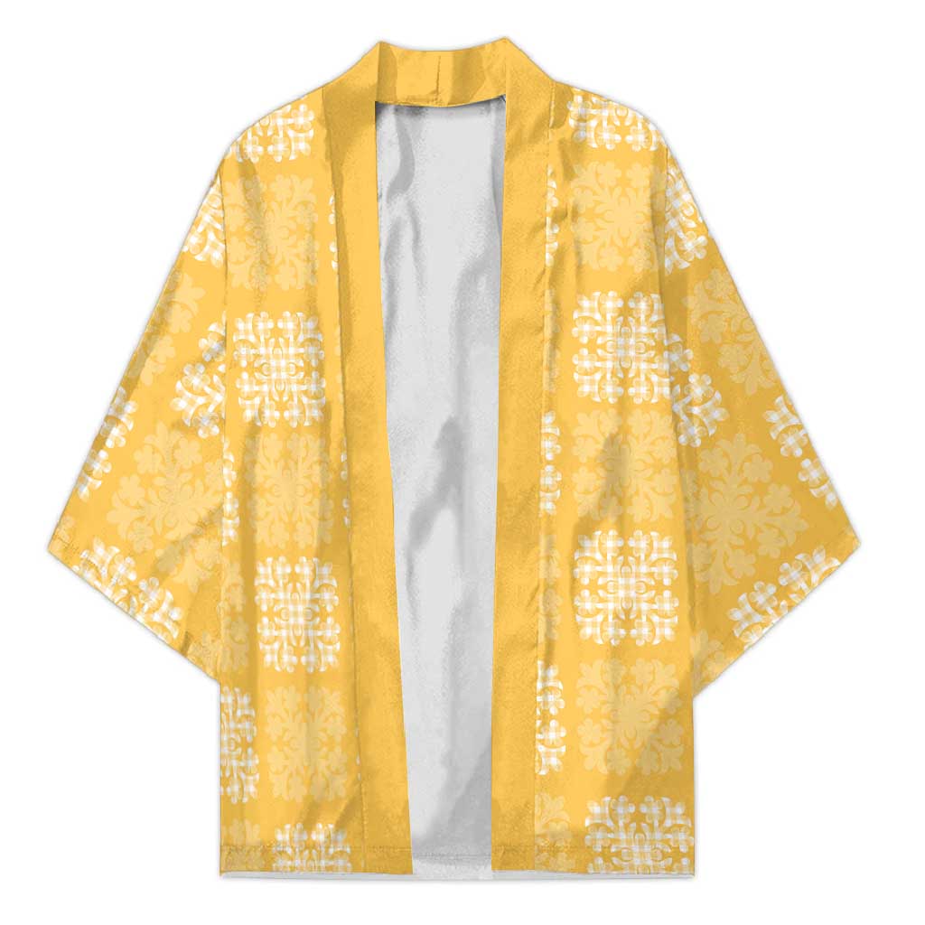 Yellow Palaka Quilt Hawaii Kimono Traditional Hawaii-plaid Pattern - Polynesian Pride