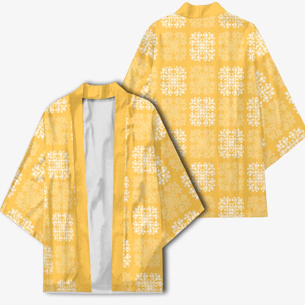 Yellow Palaka Quilt Hawaii Kimono Traditional Hawaii-plaid Pattern - Polynesian Pride