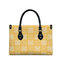 Yellow Palaka Quilt Hawaii Leather Bag Traditional Hawaii-plaid Pattern - Polynesian Pride