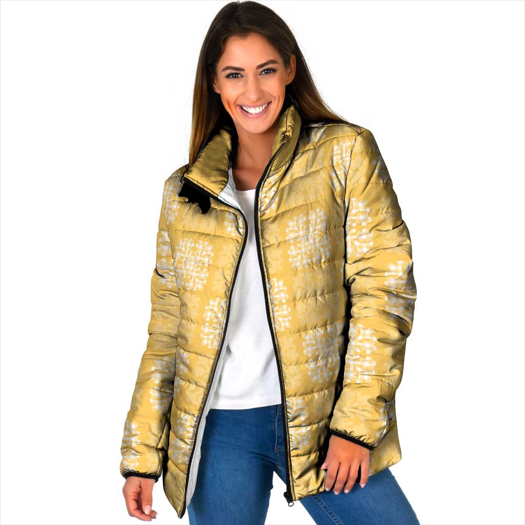 Yellow Palaka Quilt Hawaii Padded Jacket Traditional Hawaii-plaid Pattern - Polynesian Pride