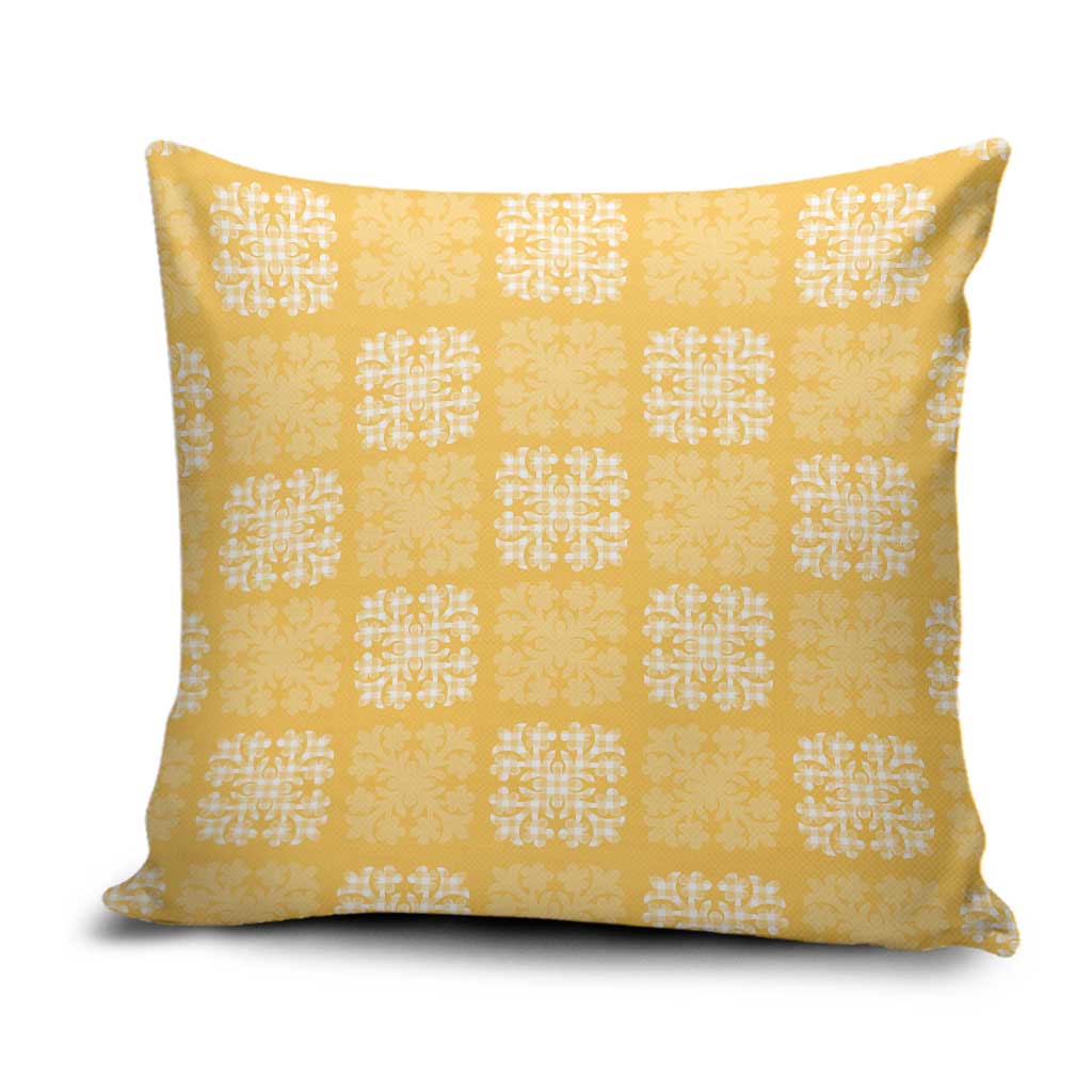 Yellow Palaka Quilt Hawaii Pillow Cover Traditional Hawaii-plaid Pattern - Polynesian Pride