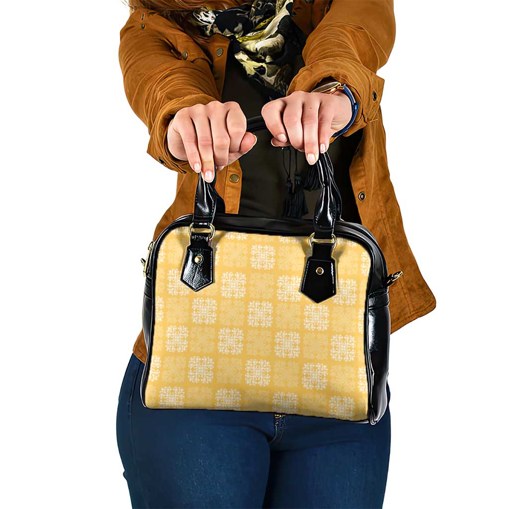 Yellow Palaka Quilt Hawaii Shoulder Handbag Traditional Hawaii-plaid Pattern - Polynesian Pride