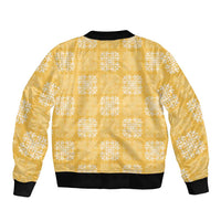 Yellow Palaka Quilt Hawaii Sleeve Zip Bomber Jacket Traditional Hawaii-plaid Pattern - Polynesian Pride