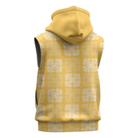 Yellow Palaka Quilt Hawaii Sleeveless Hoodie Traditional Hawaii-plaid Pattern - Polynesian Pride