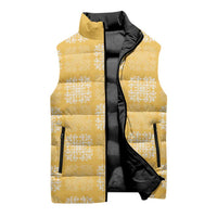 Yellow Palaka Quilt Hawaii Sleeveless Puffer Jacket Traditional Hawaii-plaid Pattern - Polynesian Pride