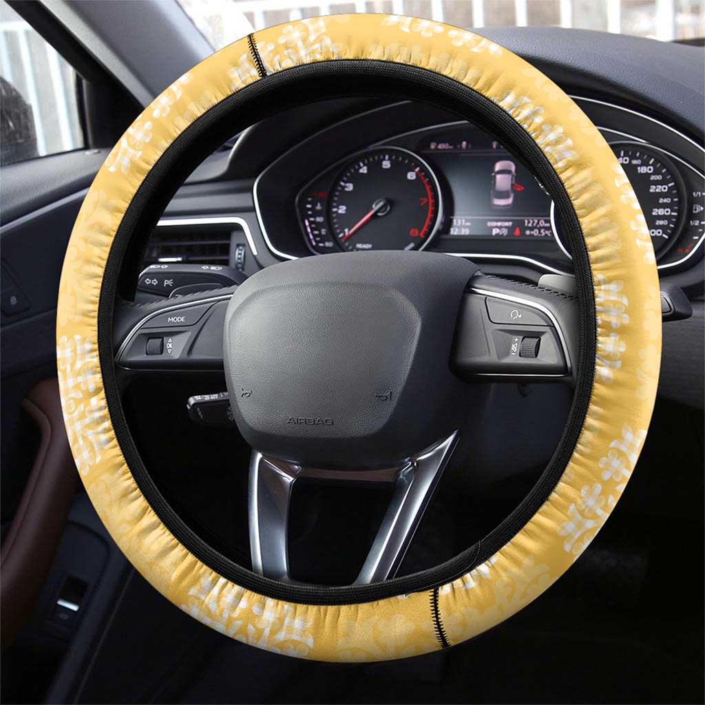 Yellow Palaka Quilt Hawaii Steering Wheel Cover Traditional Hawaii-plaid Pattern - undefined