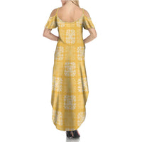 Yellow Palaka Quilt Hawaii Summer Maxi Dress Traditional Hawaii-plaid Pattern - Polynesian Pride