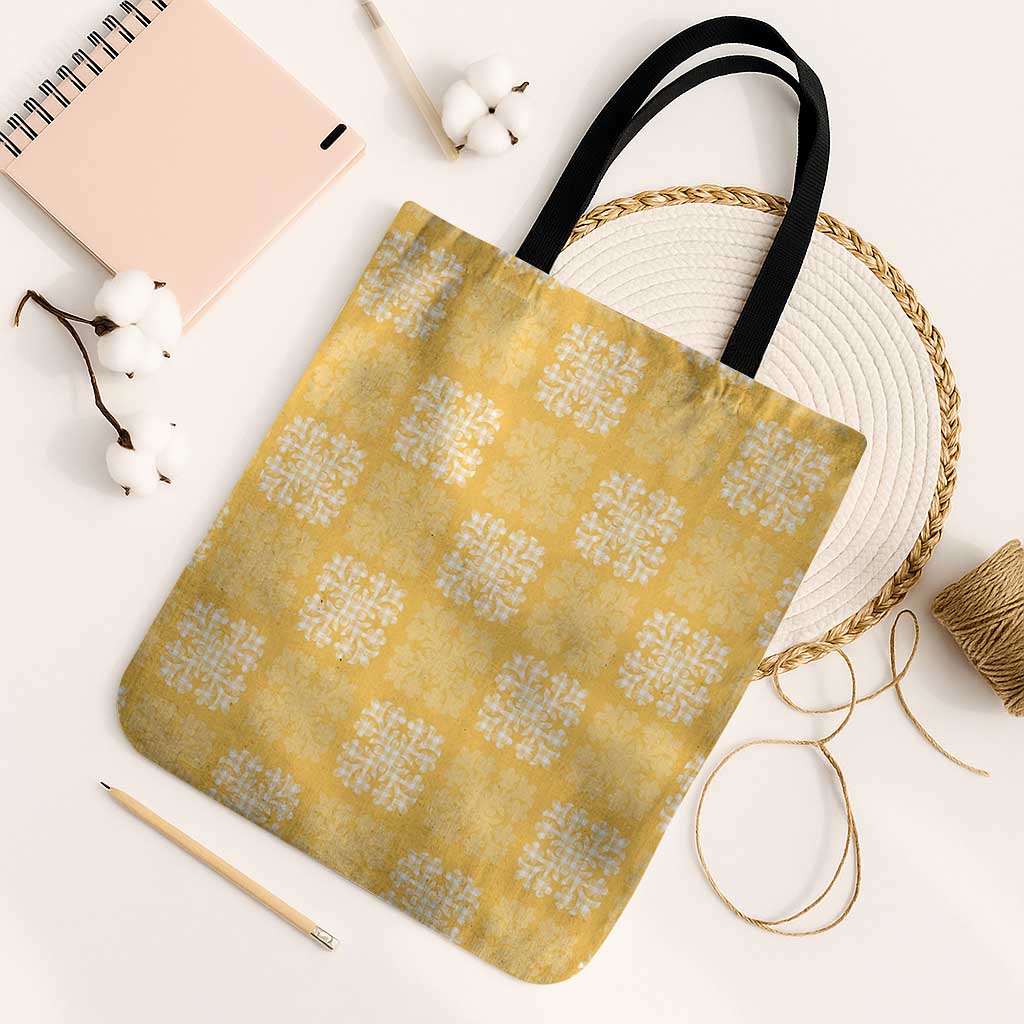 Yellow Palaka Quilt Hawaii Tote Bag Traditional Hawaii-plaid Pattern - Polynesian Pride