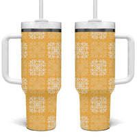 Yellow Palaka Quilt Hawaii Tumbler With Handle Traditional Hawaii-plaid Pattern - Polynesian Pride