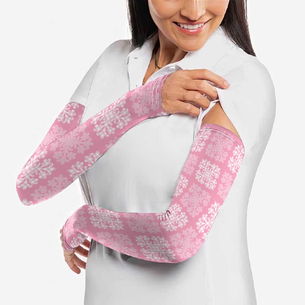 Pink Palaka Quilt Hawaii Arm Sleeves Traditional Hawaii-plaid Pattern - Polynesian Pride