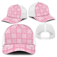 Pink Palaka Quilt Hawaii Baseball Net Cap Traditional Hawaii-plaid Pattern - Polynesian Pride