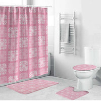 Pink Palaka Quilt Hawaii Bathroom Set Traditional Hawaii-plaid Pattern - Polynesian Pride