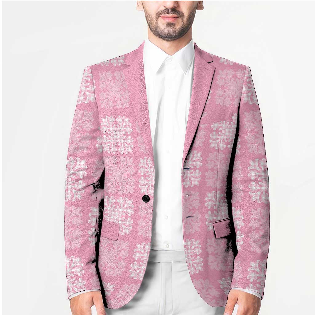 Pink Palaka Quilt Hawaii Blazer Traditional Hawaii-plaid Pattern - Polynesian Pride