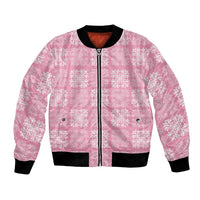 Pink Palaka Quilt Hawaii Bomber Jacket Traditional Hawaii-plaid Pattern - Polynesian Pride