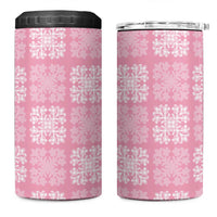 Pink Palaka Quilt Hawaii 4 in 1 Can Cooler Tumbler Traditional Hawaii-plaid Pattern - Polynesian Pride