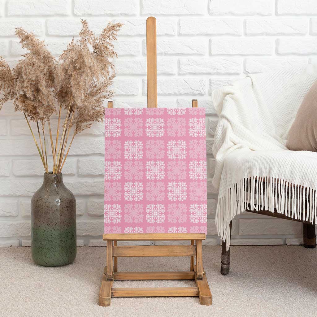 Pink Palaka Quilt Hawaii Canvas Wall Art Traditional Hawaii-plaid Pattern - Polynesian Pride