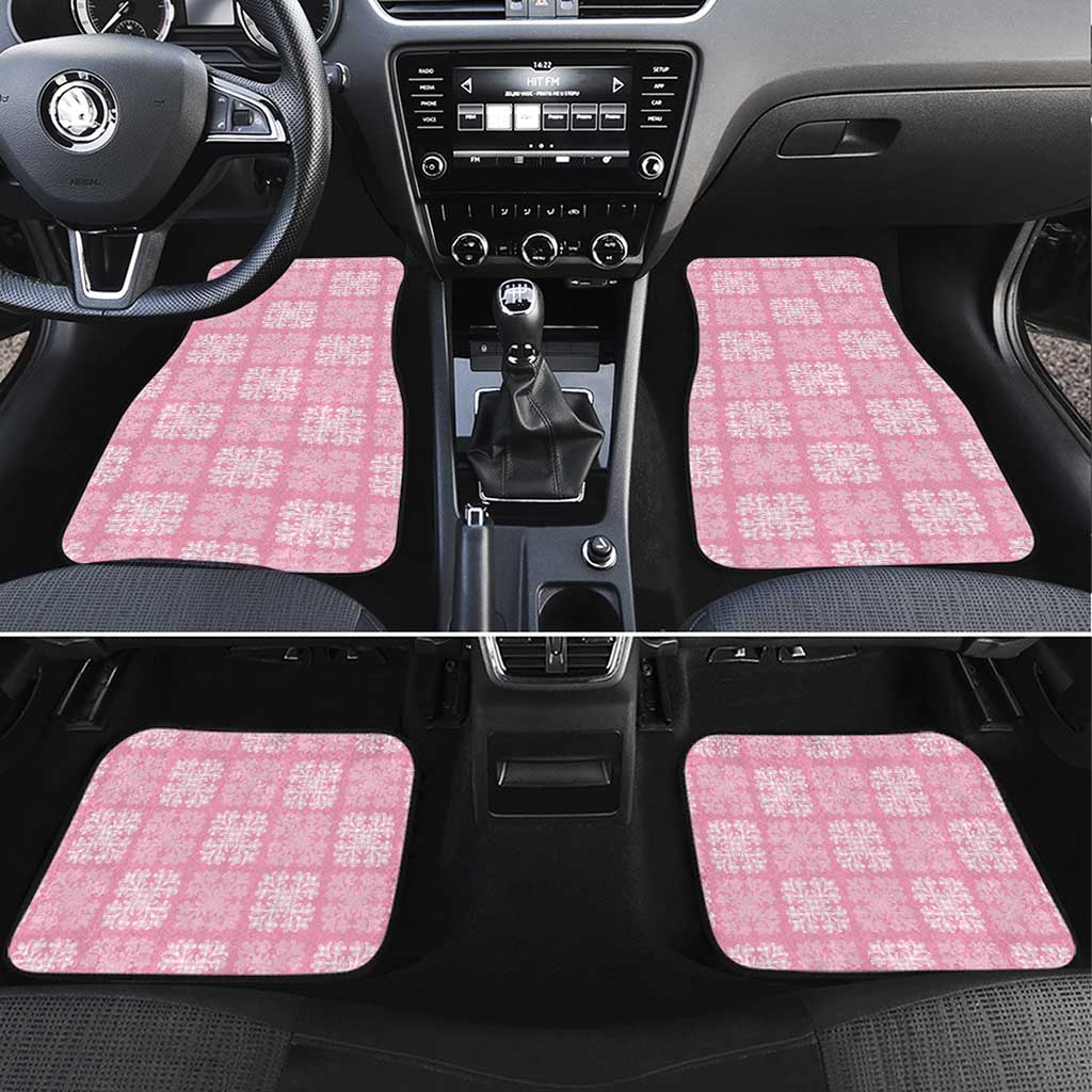 Pink Palaka Quilt Hawaii Car Mats Traditional Hawaii-plaid Pattern - Polynesian Pride