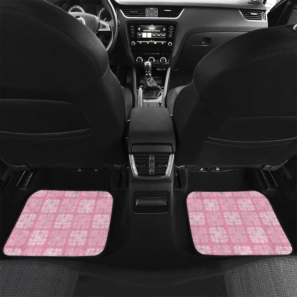 Pink Palaka Quilt Hawaii Car Mats Traditional Hawaii-plaid Pattern - Polynesian Pride