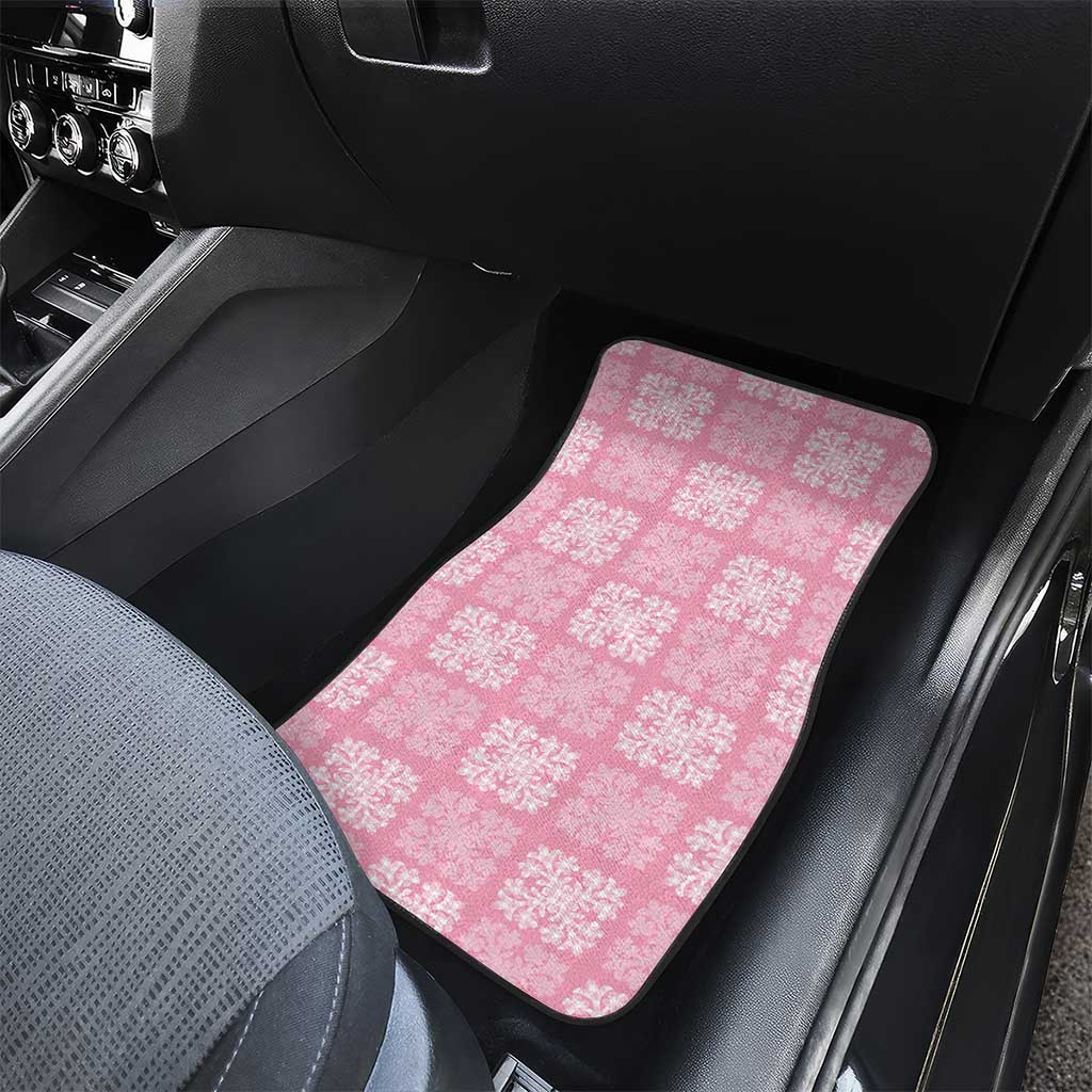 Pink Palaka Quilt Hawaii Car Mats Traditional Hawaii-plaid Pattern - Polynesian Pride