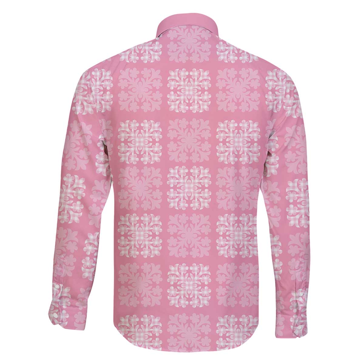 Pink Palaka Quilt Hawaii Family Matching Off The Shoulder Long Sleeve Dress and Hawaiian Shirt Traditional Hawaii-plaid Pattern - Polynesian Pride