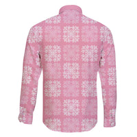 Pink Palaka Quilt Hawaii Family Matching Off The Shoulder Long Sleeve Dress and Hawaiian Shirt Traditional Hawaii-plaid Pattern - Polynesian Pride