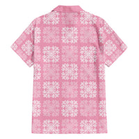 Pink Palaka Quilt Hawaii Family Matching Off Shoulder Short Dress and Hawaiian Shirt Traditional Hawaii-plaid Pattern - Polynesian Pride