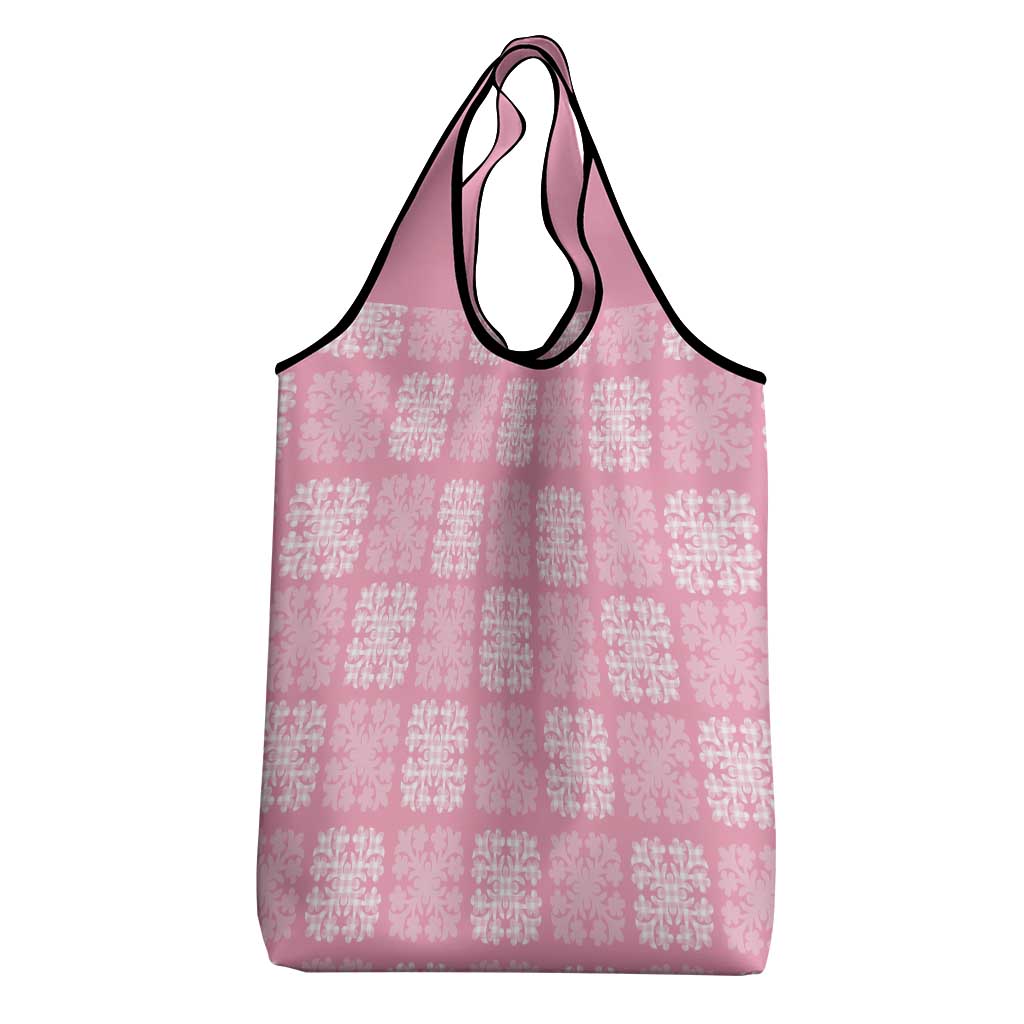 Pink Palaka Quilt Hawaii Grocery Bag Traditional Hawaii-plaid Pattern - Polynesian Pride
