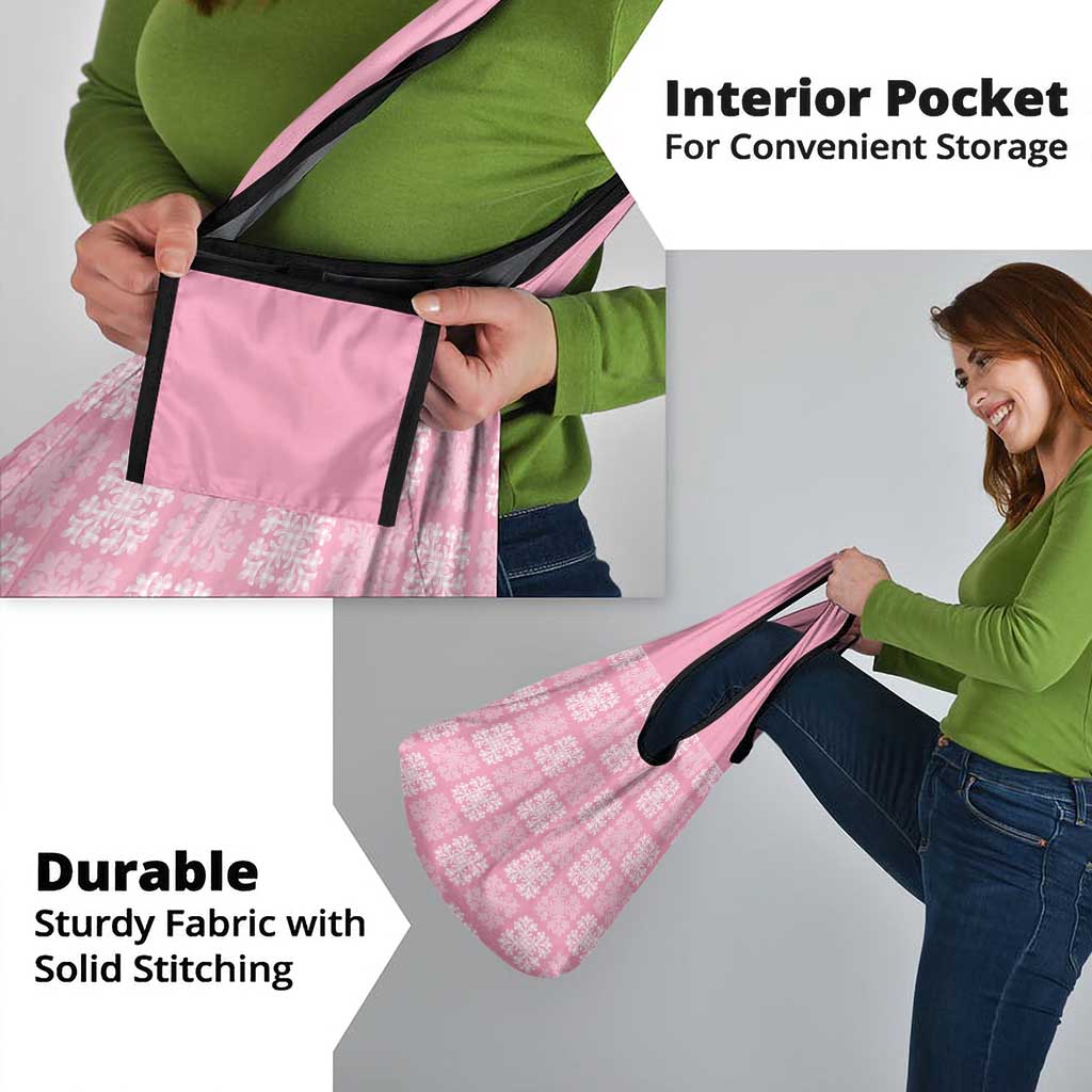 Pink Palaka Quilt Hawaii Grocery Bag Traditional Hawaii-plaid Pattern - Polynesian Pride