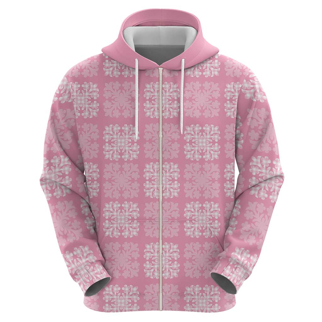 Pink Palaka Quilt Hawaii Hoodie Traditional Hawaii-plaid Pattern - Polynesian Pride