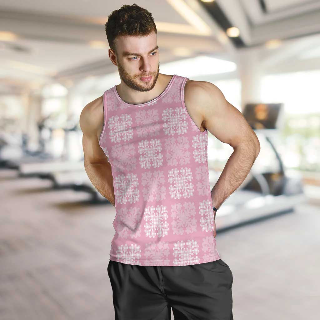 Pink Palaka Quilt Hawaii Men Tank Top Traditional Hawaii-plaid Pattern - Polynesian Pride