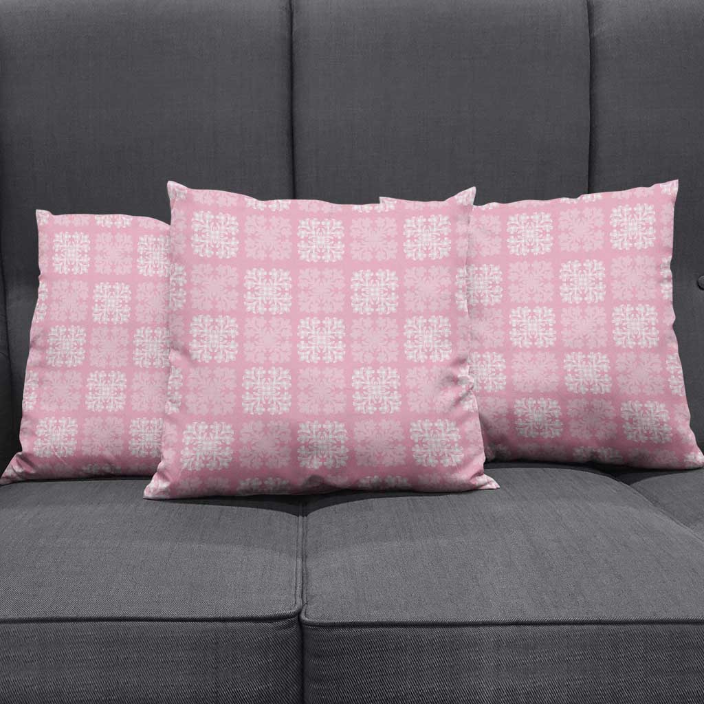 Pink Palaka Quilt Hawaii Pillow Cover Traditional Hawaii-plaid Pattern - Polynesian Pride