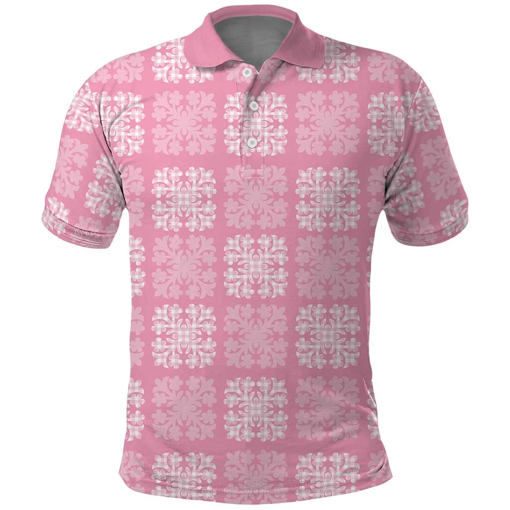 Pink Palaka Quilt Hawaii Polo Shirt Traditional Hawaii-plaid Pattern LT14 Pink - Polynesian Pride