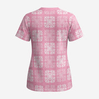 Pink Palaka Quilt Hawaii Scrub Top Traditional Hawaii-plaid Pattern - Polynesian Pride