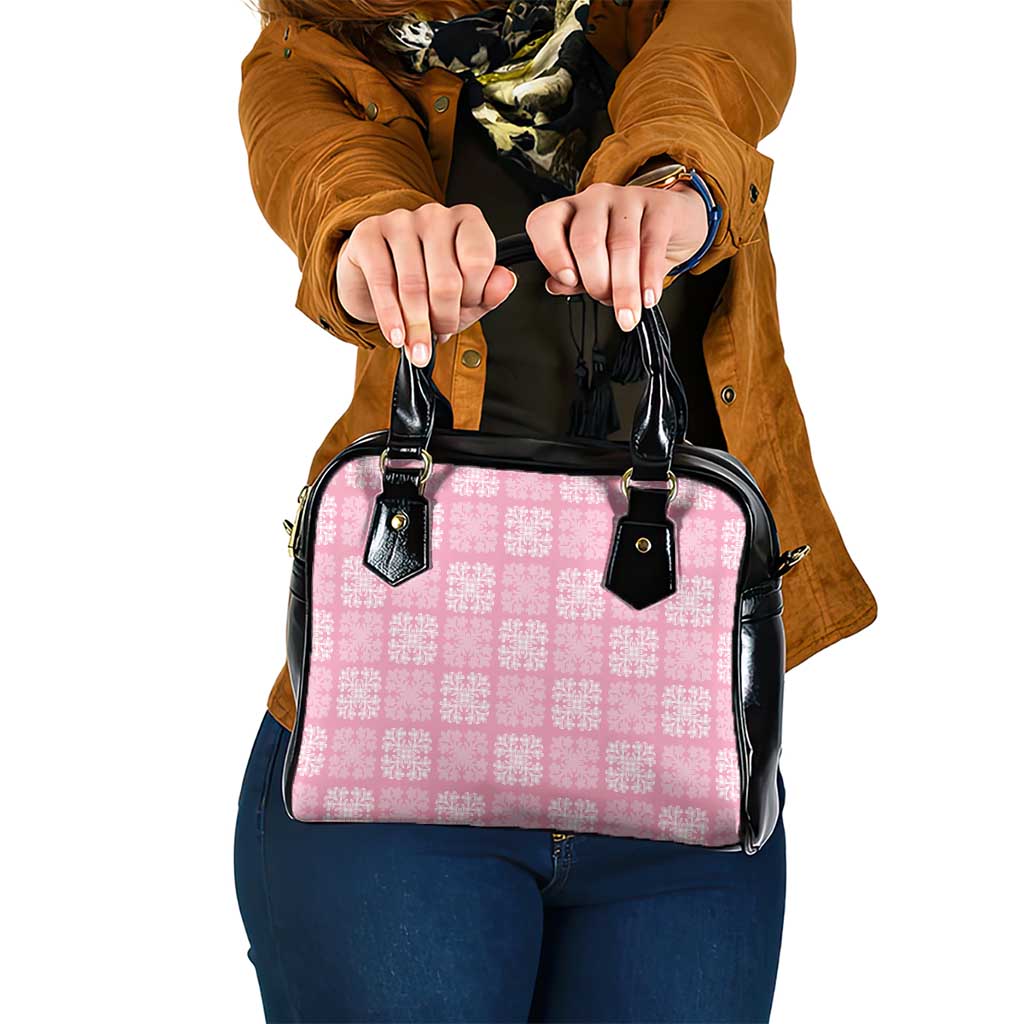 Pink Palaka Quilt Hawaii Shoulder Handbag Traditional Hawaii-plaid Pattern - Polynesian Pride