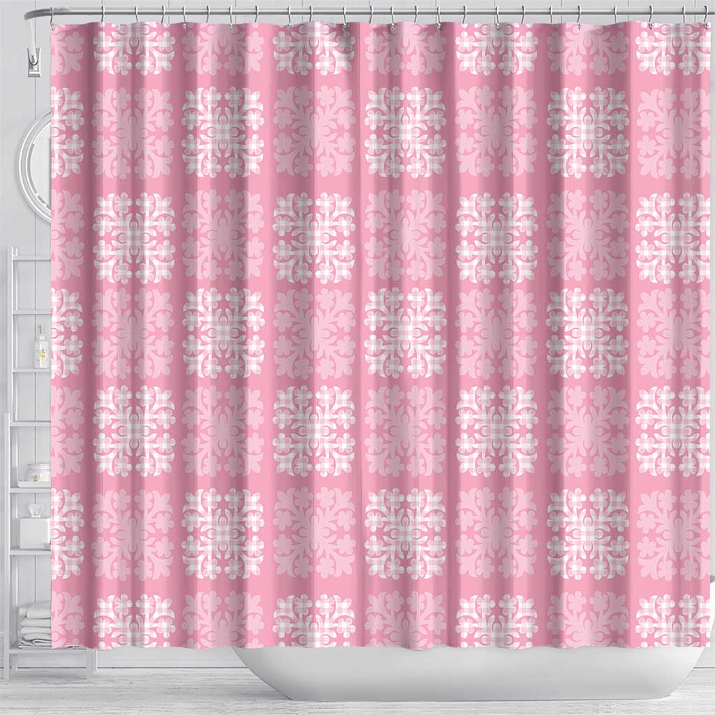 Pink Palaka Quilt Hawaii Shower Curtain Traditional Hawaii-plaid Pattern - Polynesian Pride