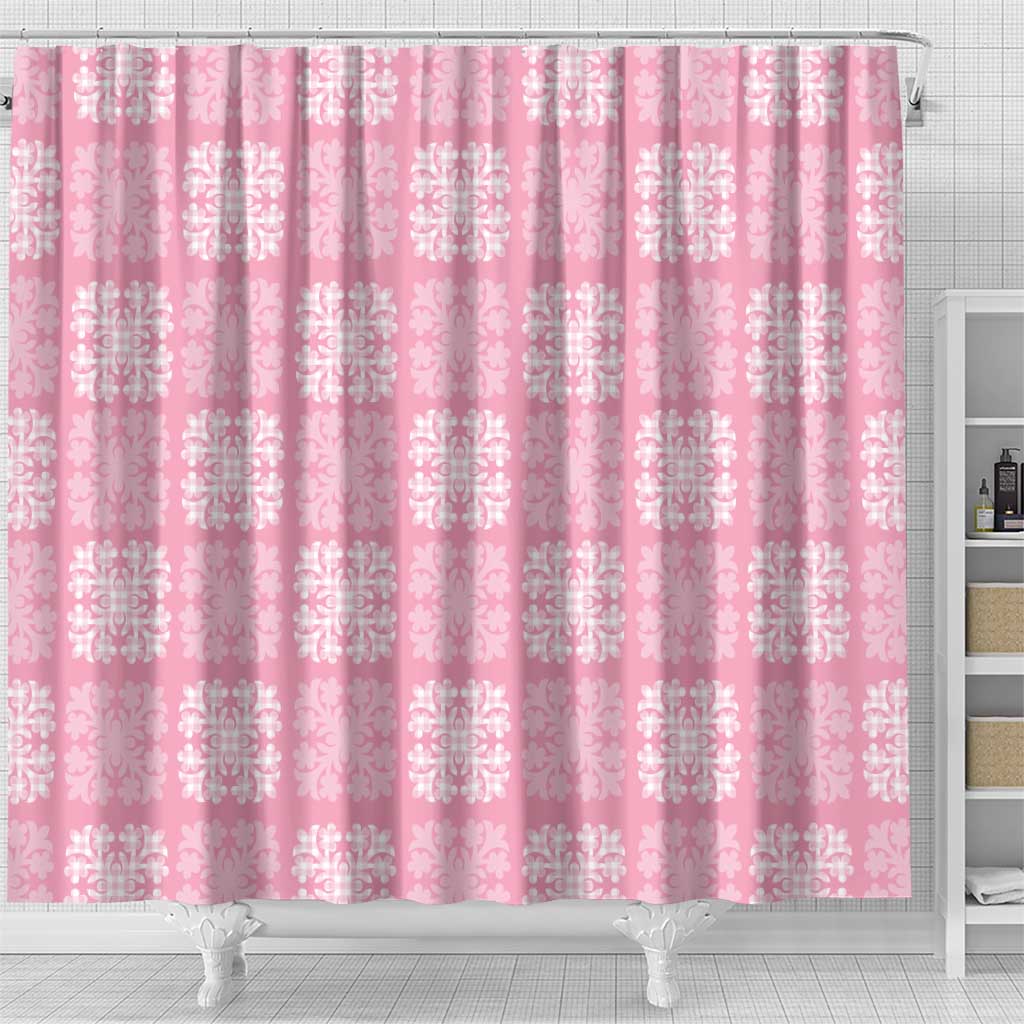 Pink Palaka Quilt Hawaii Shower Curtain Traditional Hawaii-plaid Pattern - Polynesian Pride