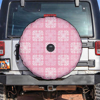 Pink Palaka Quilt Hawaii Spare Tire Cover Traditional Hawaii-plaid Pattern - Polynesian Pride