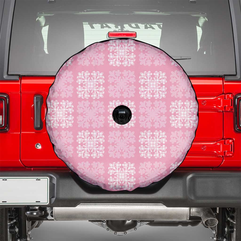 Pink Palaka Quilt Hawaii Spare Tire Cover Traditional Hawaii-plaid Pattern - Polynesian Pride