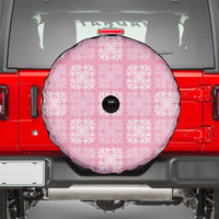 Pink Palaka Quilt Hawaii Spare Tire Cover Traditional Hawaii-plaid Pattern - Polynesian Pride
