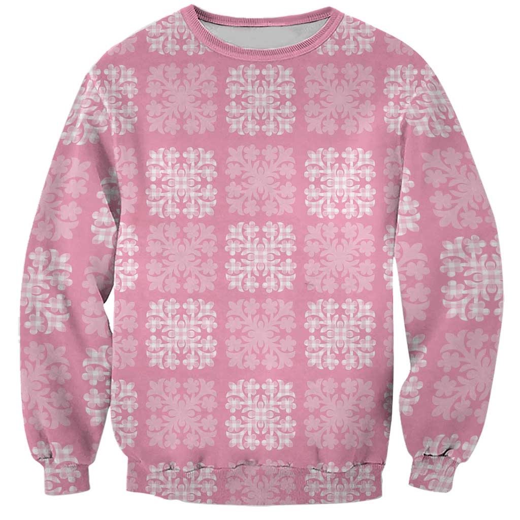 Pink Palaka Quilt Hawaii Sweatshirt Traditional Hawaii-plaid Pattern - Polynesian Pride