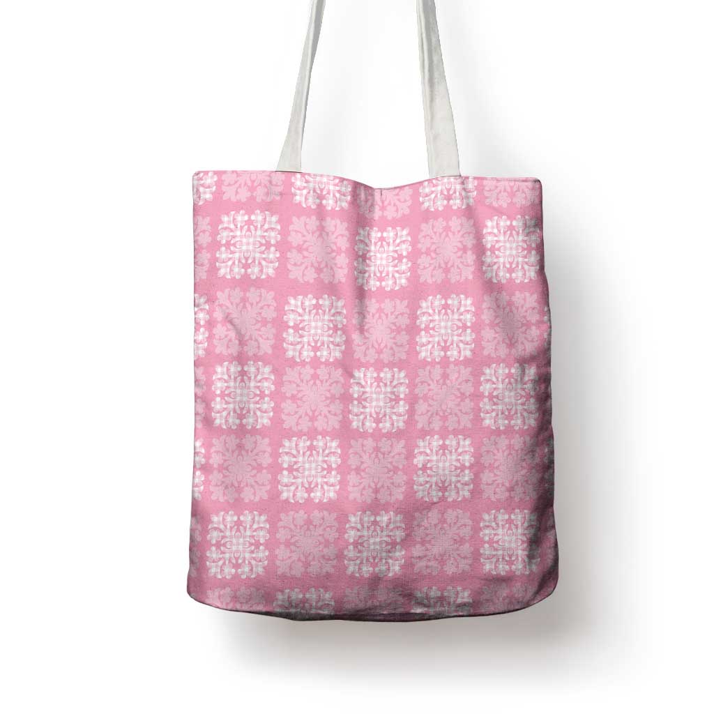 Pink Palaka Quilt Hawaii Tote Bag Traditional Hawaii-plaid Pattern - Polynesian Pride