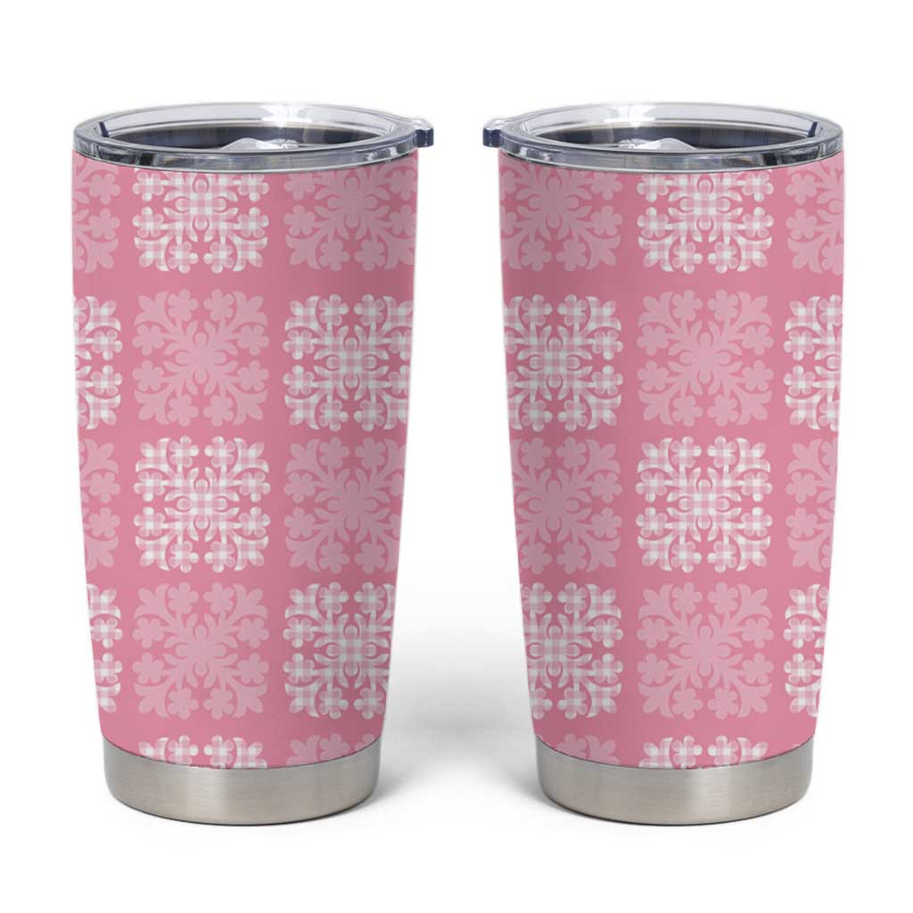 Pink Palaka Quilt Hawaii Tumbler Cup Traditional Hawaii-plaid Pattern - Polynesian Pride