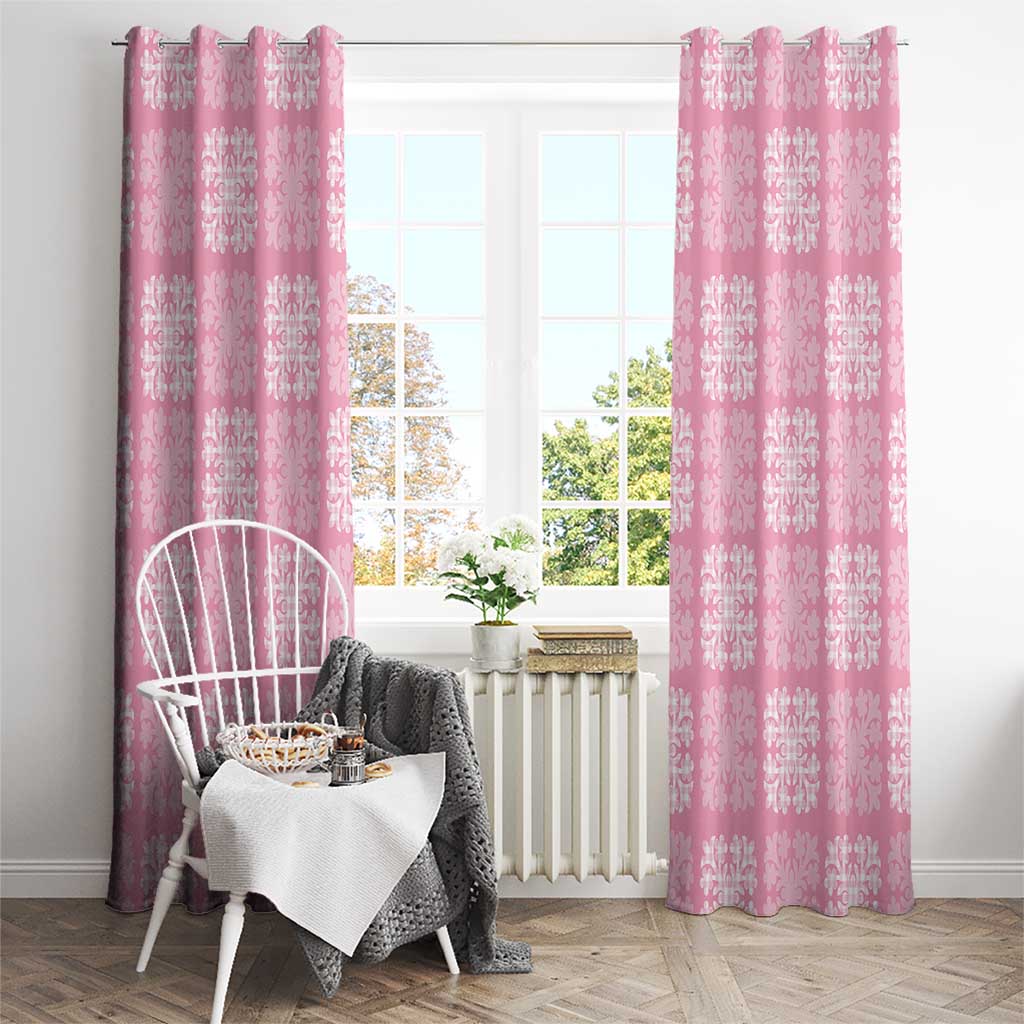 Pink Palaka Quilt Hawaii Window Curtain Traditional Hawaii-plaid Pattern - Polynesian Pride
