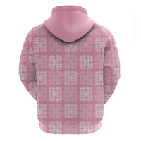 Pink Palaka Quilt Hawaii Zip Hoodie Traditional Hawaii-plaid Pattern - Polynesian Pride