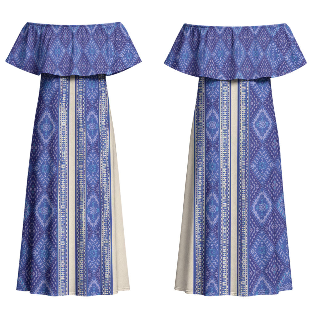 Mabuhay Philippines Festival Couples Matching Off Shoulder Maxi Dress and Hawaiian Shirt Yakan Modern Filipiniana Inspired LT14 - Polynesian Pride