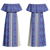 Mabuhay Philippines Festival Couples Matching Off Shoulder Maxi Dress and Hawaiian Shirt Yakan Modern Filipiniana Inspired LT14 - Polynesian Pride