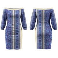 Mabuhay Philippines Festival Couples Matching Off The Shoulder Long Sleeve Dress and Long Sleeve Button Shirt Yakan Modern Filipiniana Inspired LT14 - Polynesian Pride