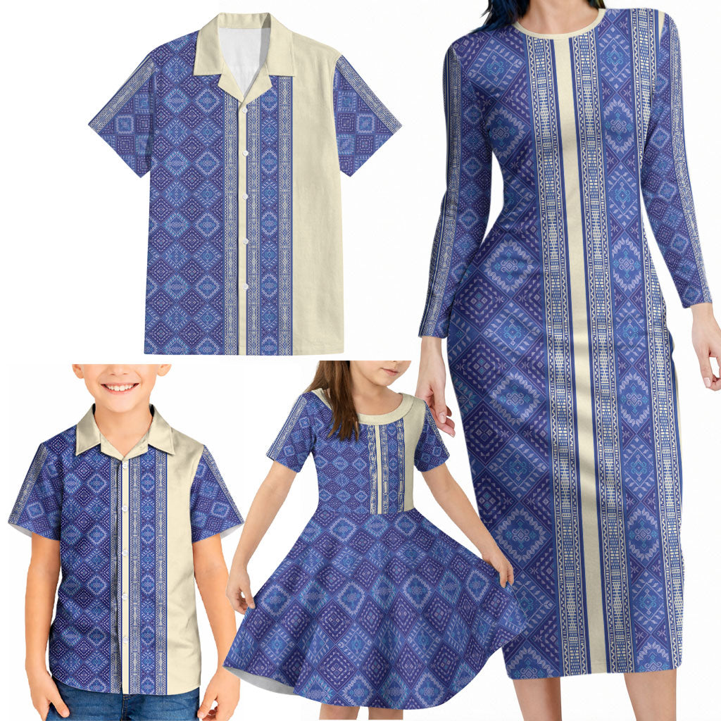 Mabuhay Philippines Festival Family Matching Long Sleeve Bodycon Dress and Hawaiian Shirt Yakan Modern Filipiniana Inspired LT14 - Polynesian Pride