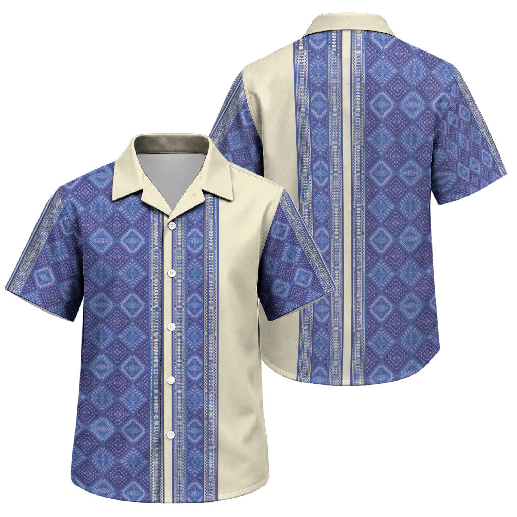 Mabuhay Philippines Festival Family Matching Summer Maxi Dress and Hawaiian Shirt Yakan Modern Filipiniana Inspired LT14 Son's Shirt Blue - Polynesian Pride