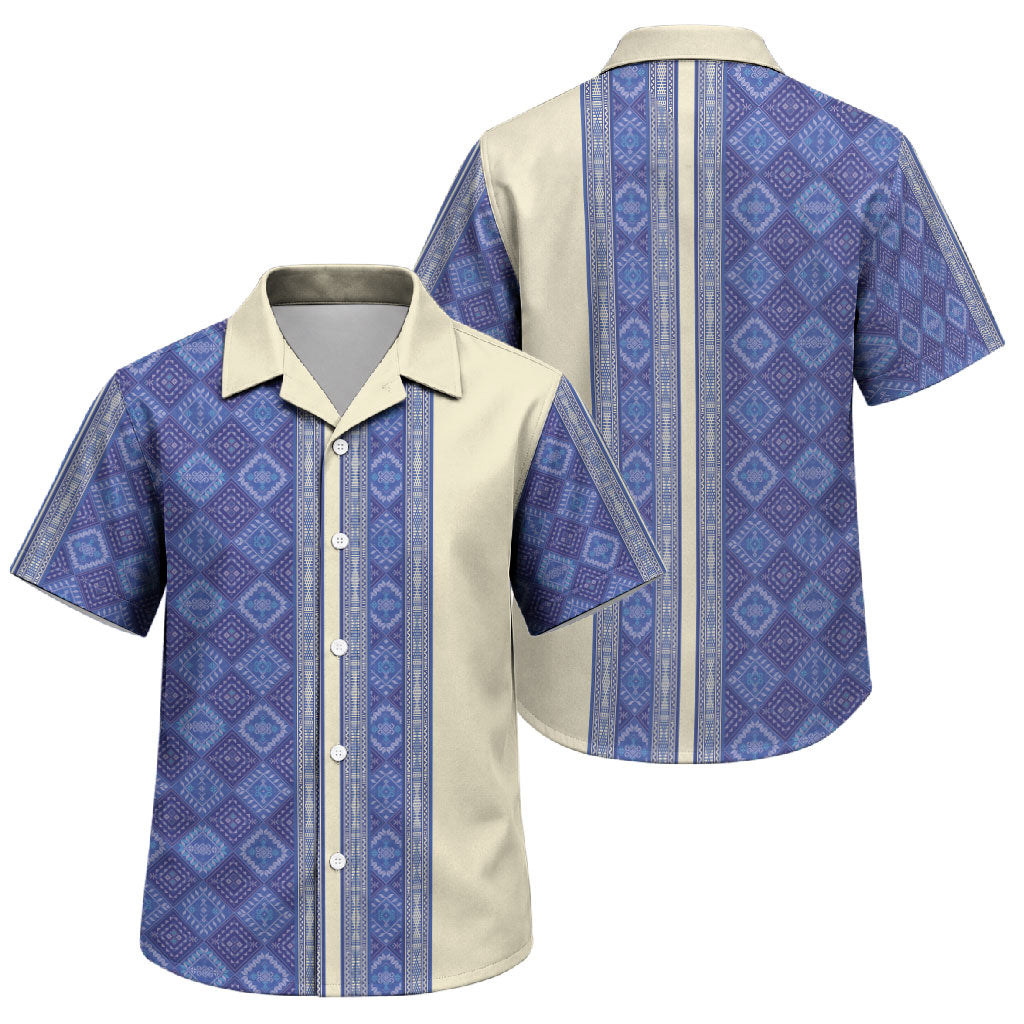Mabuhay Philippines Festival Family Matching Tank Maxi Dress and Hawaiian Shirt Yakan Modern Filipiniana Inspired LT14 Son's Shirt Blue - Polynesian Pride